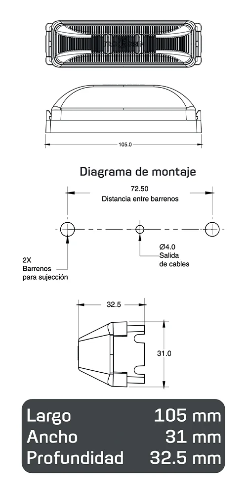 faros laterales diagrama series PL-153