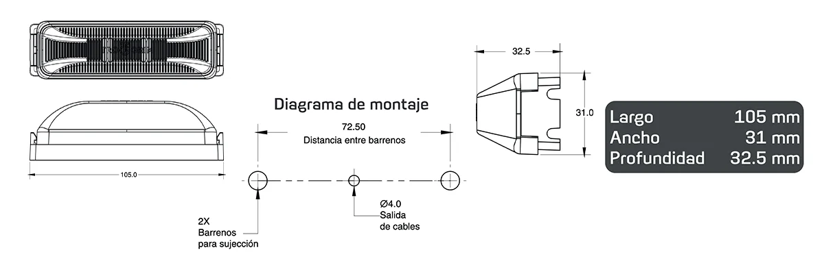 faros laterales diagrama series PL-153