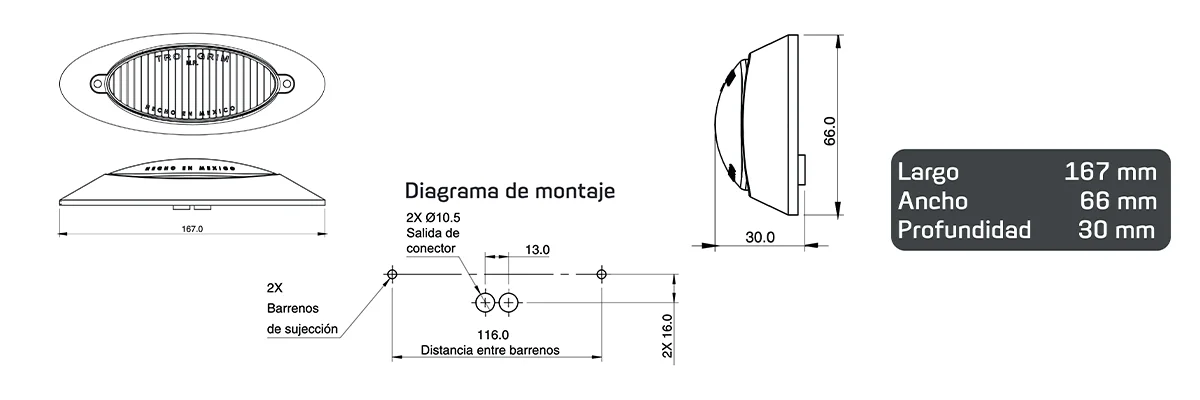 faros laterales diagrama series PL-15CR-SM