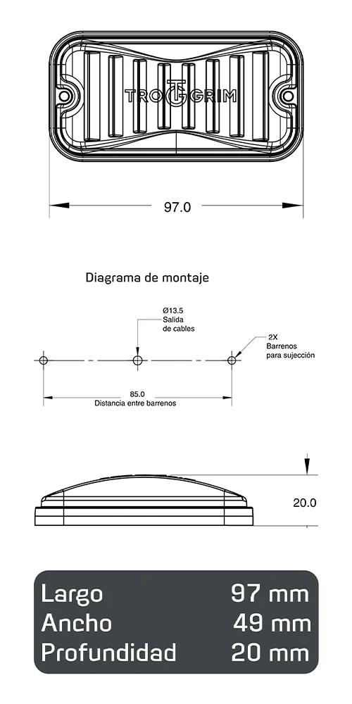 faros laterales diagrama series PL-162