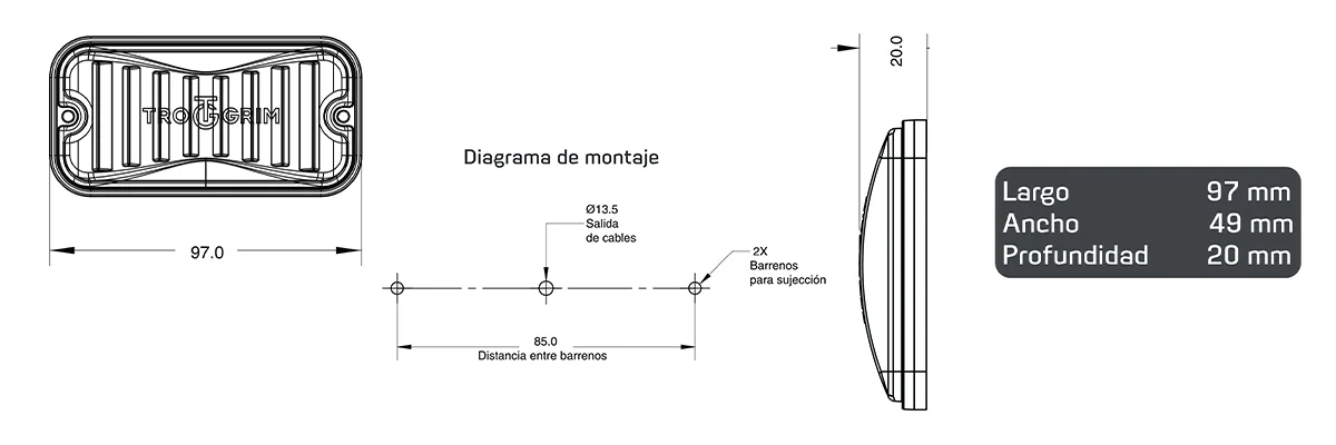 faros laterales diagrama series PL-162