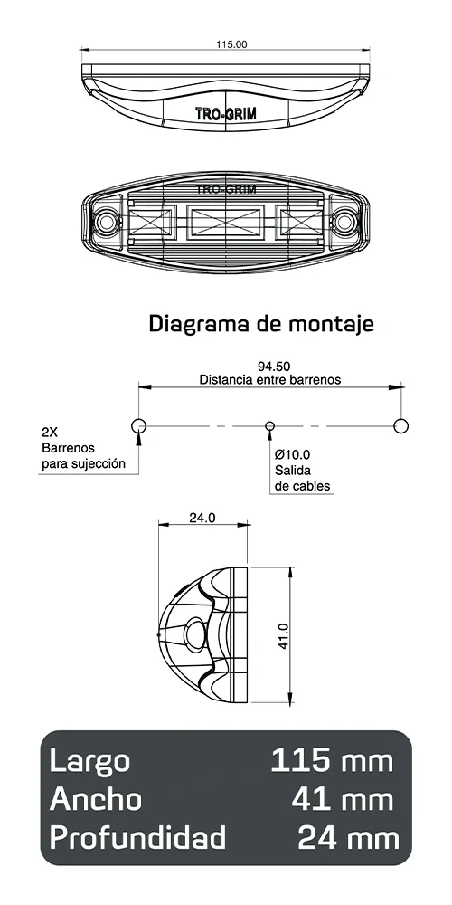 faros laterales diagrama series PL-164bb-ay