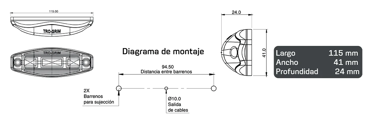 faros laterales diagrama series PL-164BB-AY