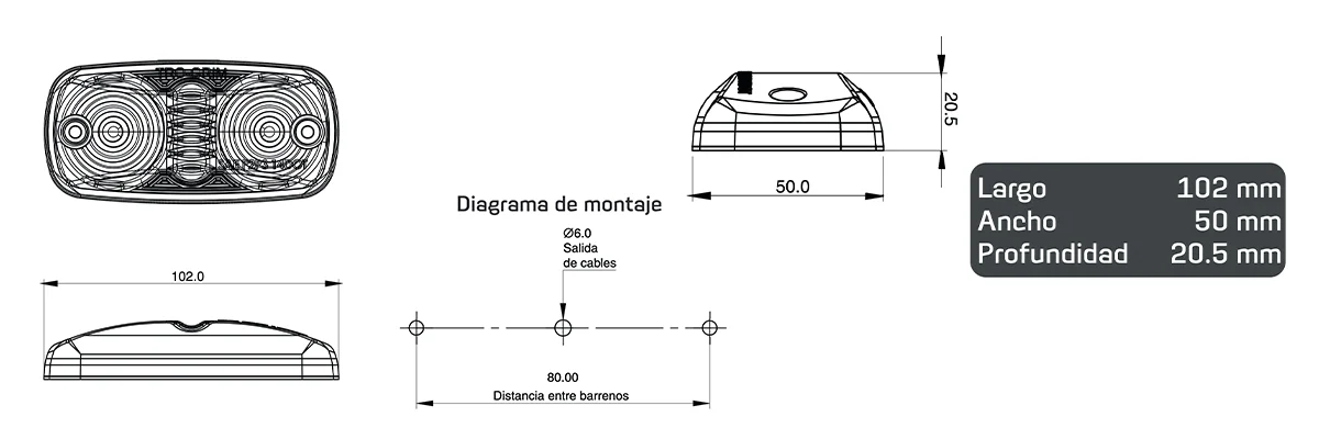 faros laterales diagrama series PL-168