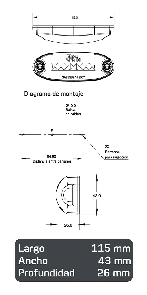 faros laterales diagrama series PL-173