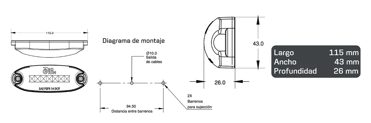 faros laterales diagrama series PL-173