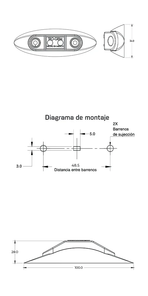 faros laterales diagrama series PL-35cr-sm