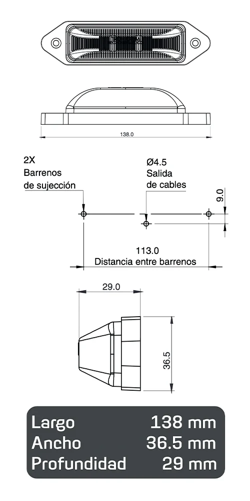 faros laterales diagrama series PL-40-SM