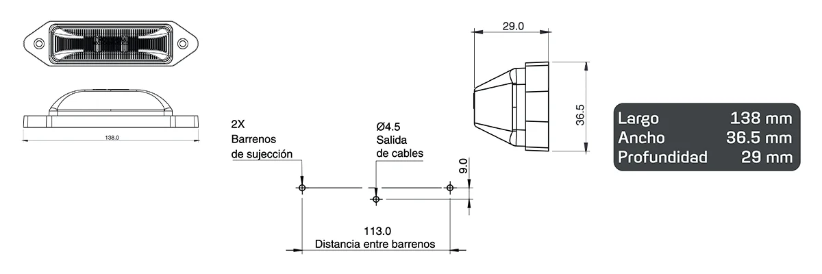 faros laterales diagrama series PL-40-SM