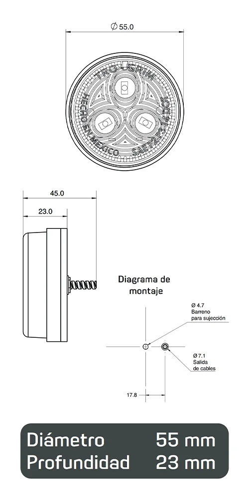 Trogrim faros diagrama series PL-159BN-LS