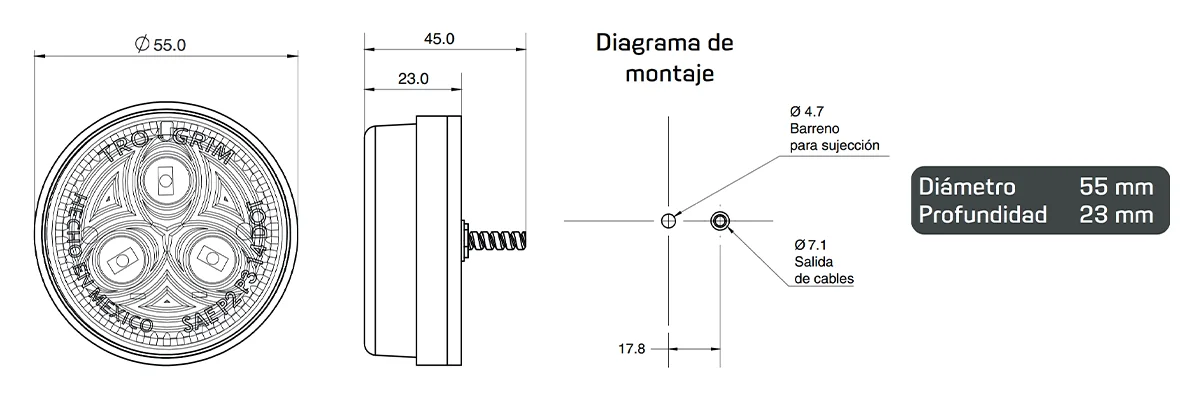 Trogrim faros diagrama series PL-159BN-LS