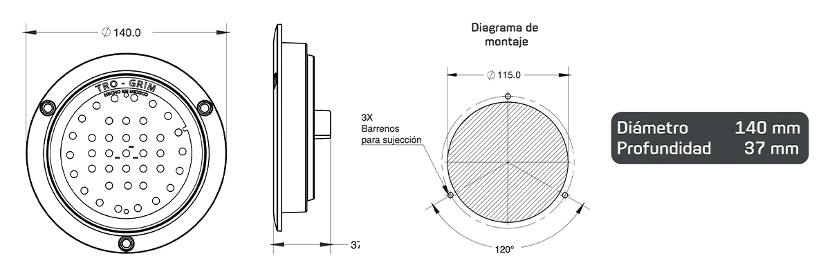 Trogrim faros DIAGRAMA SERIES PL-243CR ARILLOS